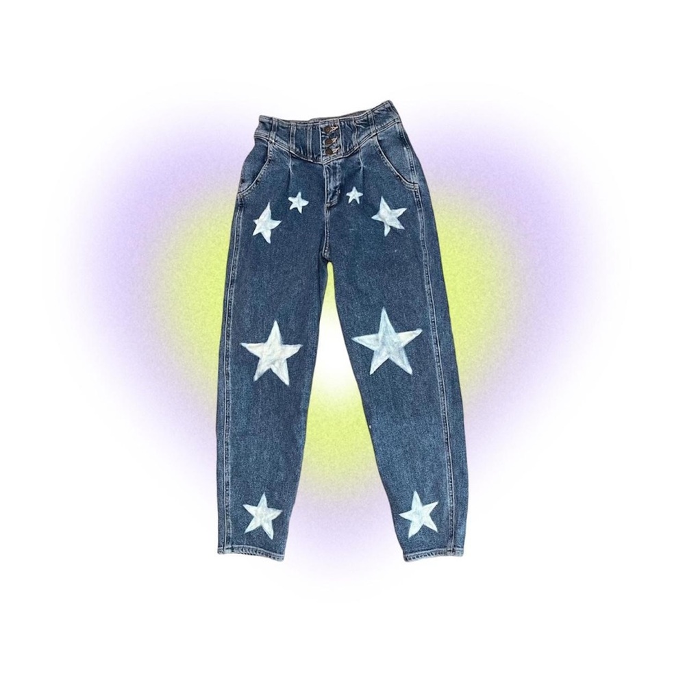 ✮⋆˙ star bleached high waisted jeans ⋆˙ ✮